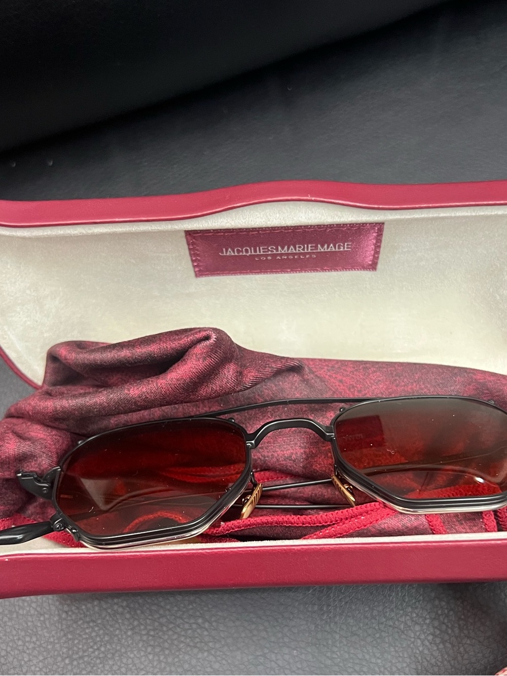 Jacques Marie Mage Women's Red-Tinted Rectangular Sunglasses